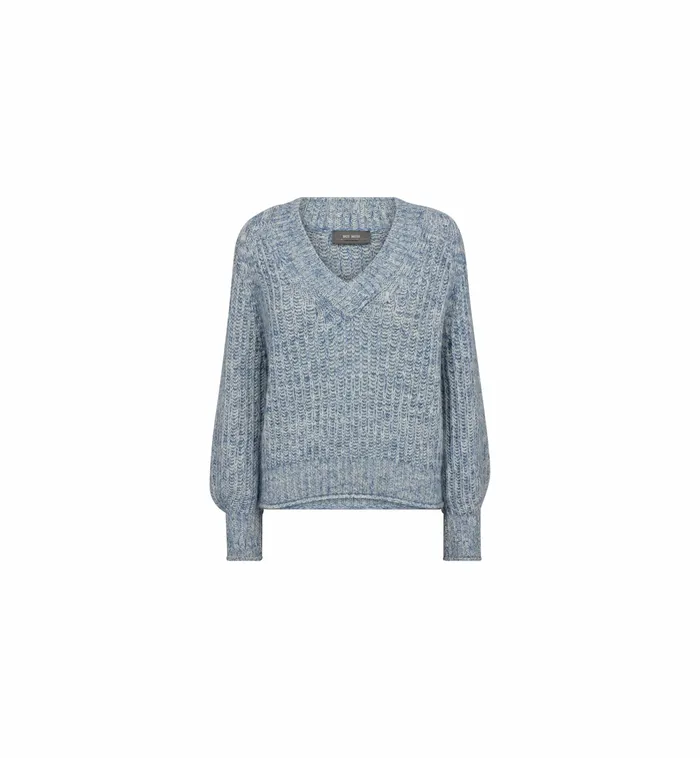 Knits MMJaylin Vneck Knit Set Sail MOS MOSH Women Knits MMJaylin Vneck Knit Set Sail MOS MOSH Women