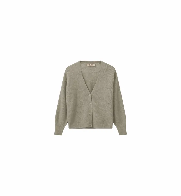 Knits MMThora VNeck Knit Cardigan Feather Gray 8211 MOS MOSH Women