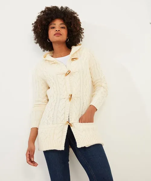 Knitwear and Cardigans Joebrowns Apparel Cosy Cable Hooded Cardigan Cream