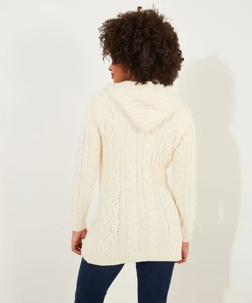 Knitwear and Cardigans Joebrowns Apparel Cosy Cable Hooded Cardigan Cream