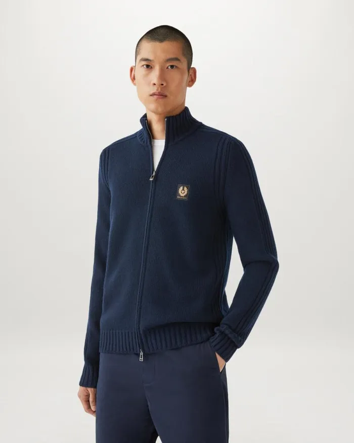 Knitwear Men Belstaff Watch Zip Cardigan Dark Ink Knitwear Men Belstaff Watch Zip Cardigan Dark Ink