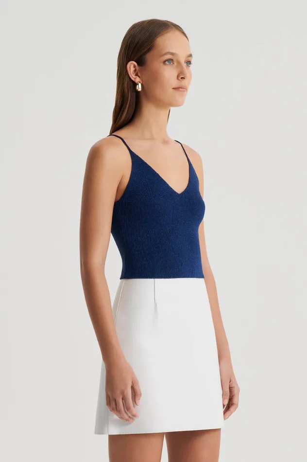 Knitwear METALLIC KNIT CAMISOLE NAVY Scanlan Theodore Women Knitwear METALLIC KNIT CAMISOLE NAVY Scanlan Theodore Women