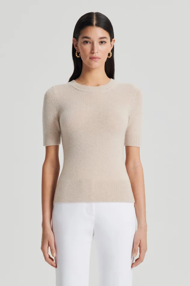 Knitwear Scanlan Theodore Women CASHMERE SLIM FIT SWEATER 5 WHEAT Knitwear Scanlan Theodore Women CASHMERE SLIM FIT SWEATER 5 WHEAT