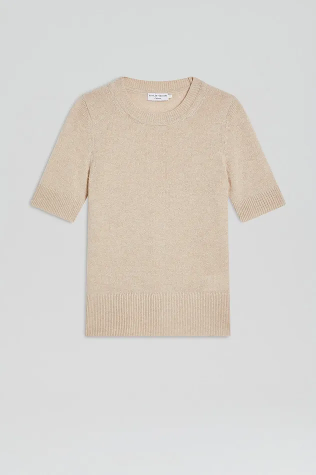 Knitwear Scanlan Theodore Women CASHMERE SLIM FIT SWEATER 5 WHEAT Knitwear Scanlan Theodore Women CASHMERE SLIM FIT SWEATER 5 WHEAT