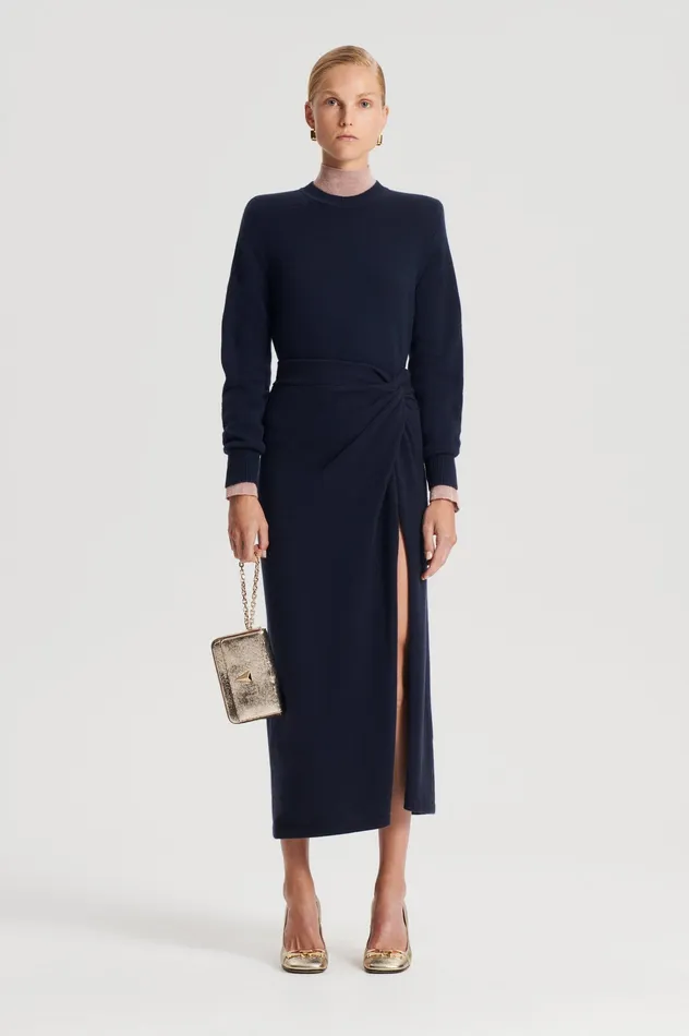 Knitwear Women CASHMERE SARONG SKIRT NAVY Scanlan Theodore