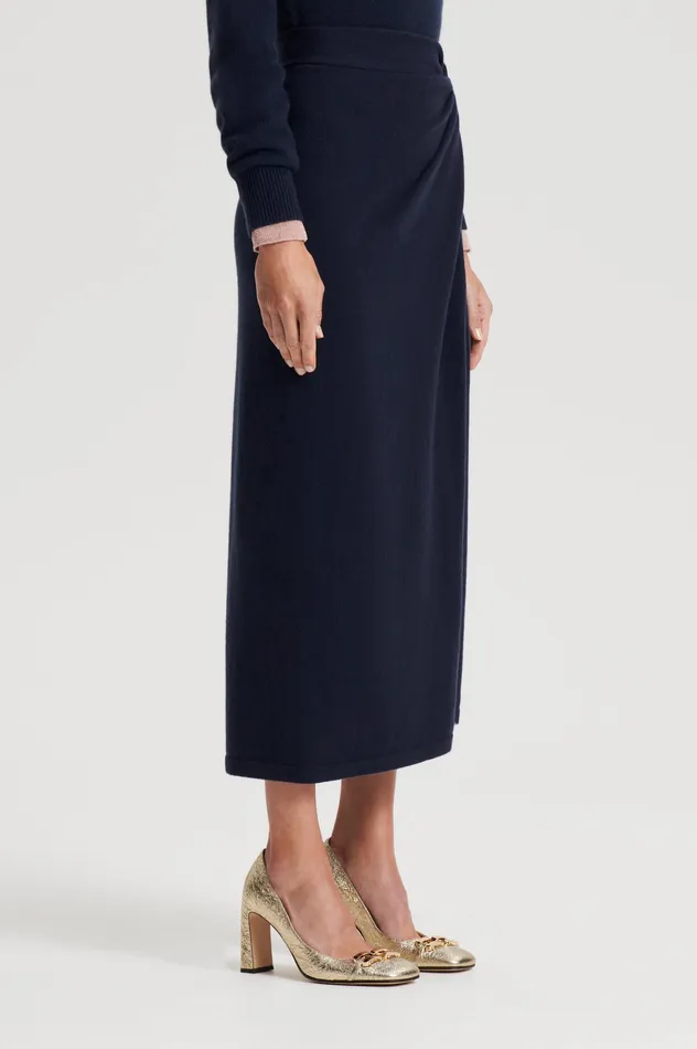 Knitwear Women CASHMERE SARONG SKIRT NAVY Scanlan Theodore