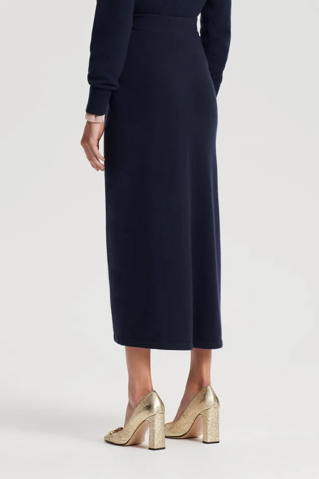 Knitwear Women CASHMERE SARONG SKIRT NAVY Scanlan Theodore