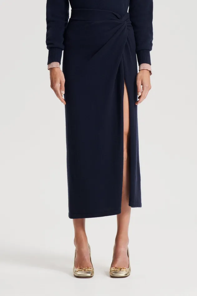 Knitwear Women CASHMERE SARONG SKIRT NAVY Scanlan Theodore