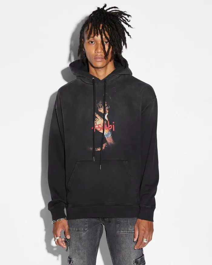 Ksubi 999 Juice Wrld Biggie Hoodie Jet Black Fade Mens Hoodies and Sweatshirts