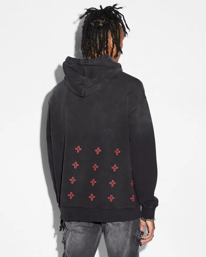 Ksubi 999 Juice Wrld Biggie Hoodie Jet Black Fade Mens Hoodies and Sweatshirts