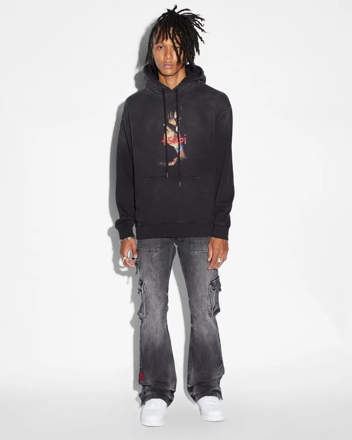 Ksubi 999 Juice Wrld Biggie Hoodie Jet Black Fade Mens Hoodies and Sweatshirts