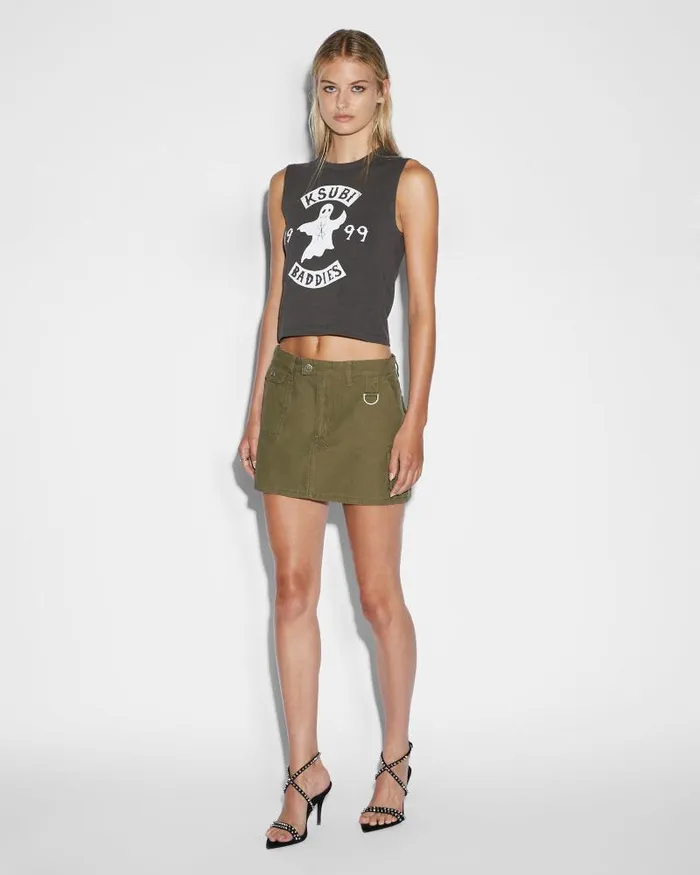 Ksubi Baddies Baby Tank Charcoal Womens Tops