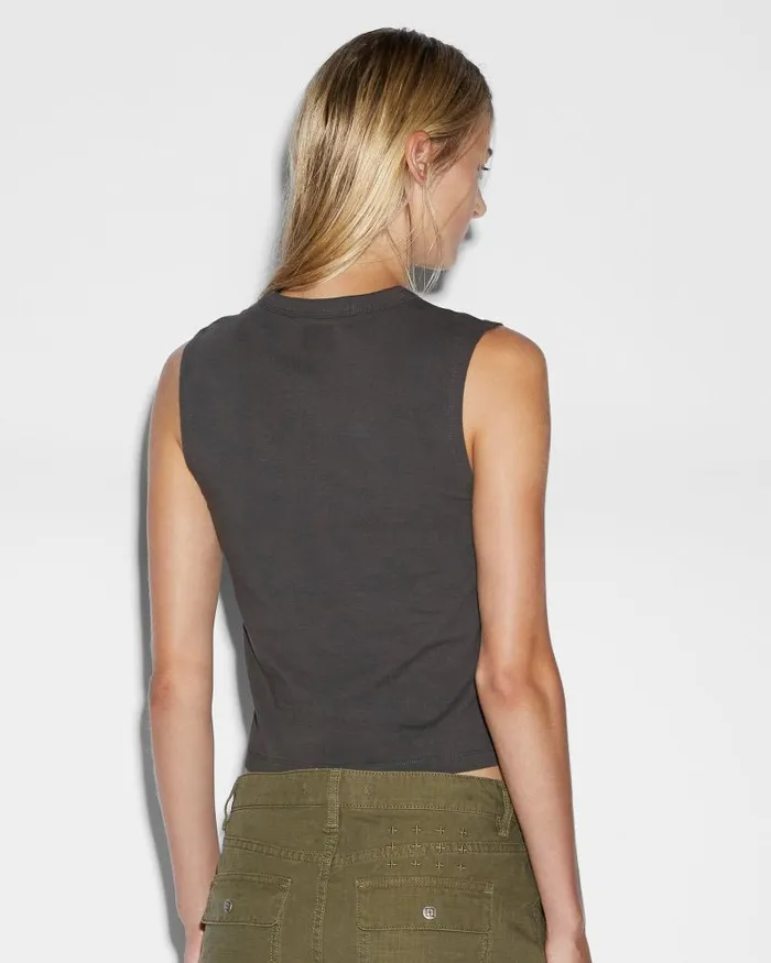 Ksubi Baddies Baby Tank Charcoal Womens Tops