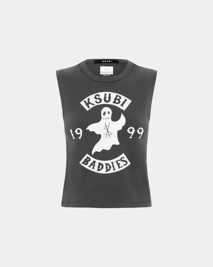 Ksubi Baddies Baby Tank Charcoal Womens Tops