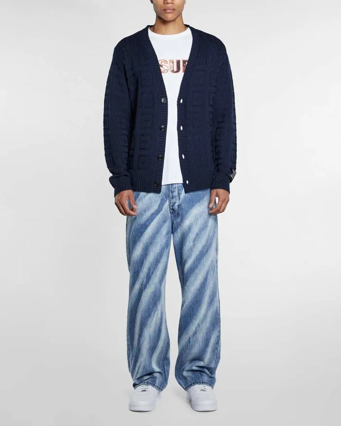 Ksubi Cross Out Cardigan Navy Mens Knits Ksubi Cross Out Cardigan Navy Mens Knits