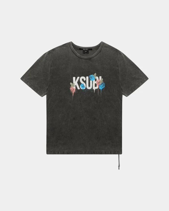 Ksubi Graff Rose Kash Ss Tee Acid Grey Mens TShirts