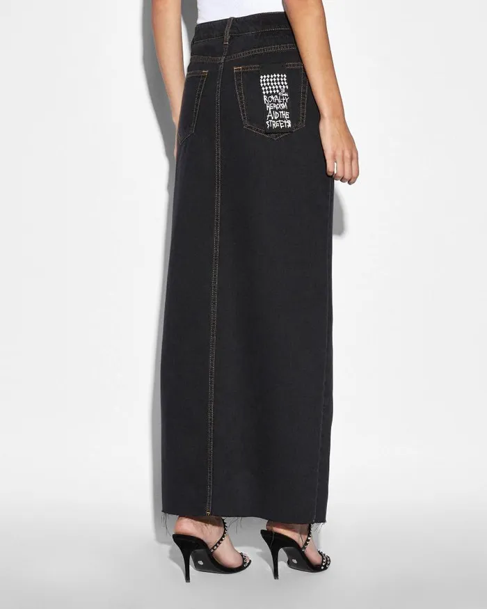 Ksubi Kara Maxi Skirt Pitch Womens Denim Skirts