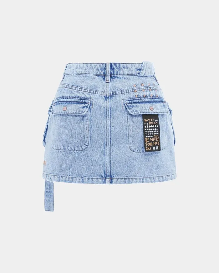 Ksubi Low Rider Cargo Skirt Mills Blue WomensMens Denim Skirts