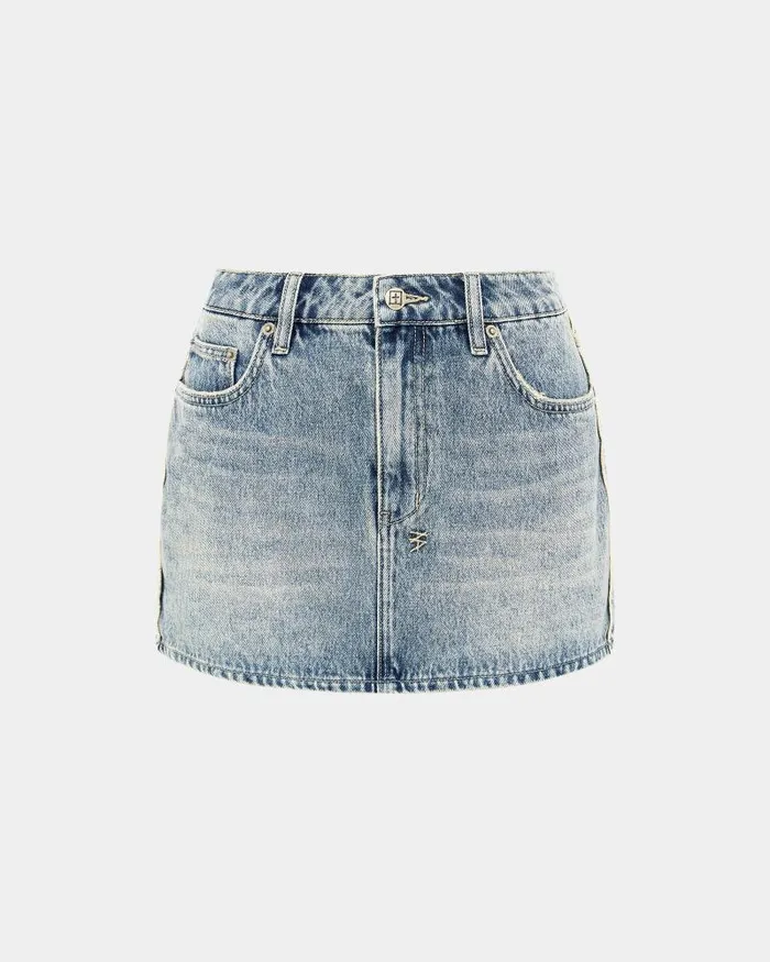 Ksubi Low Rider Mini Frayed Womens Denim Skirts