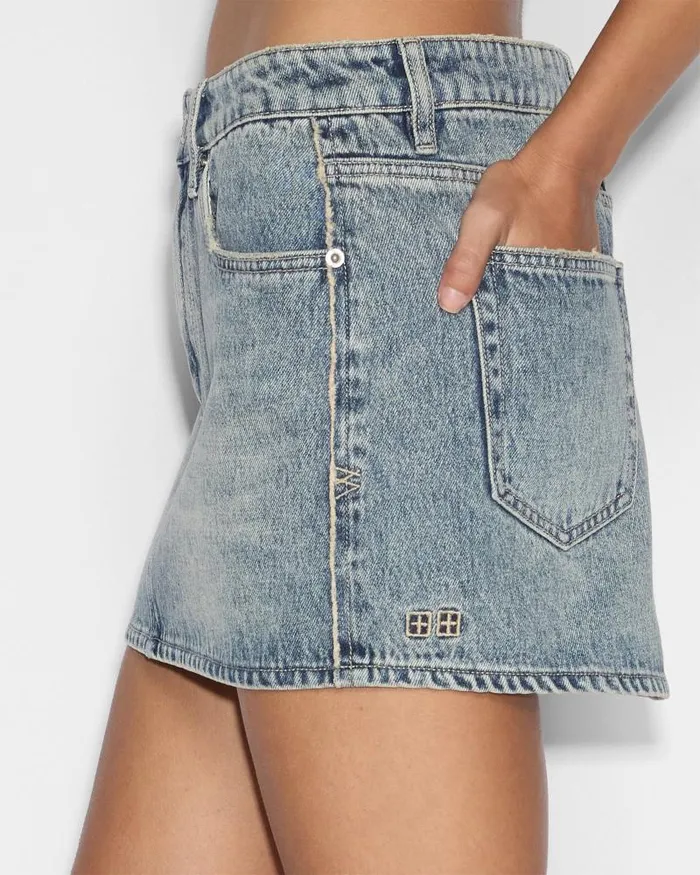 Ksubi Low Rider Mini Frayed Womens Denim Skirts