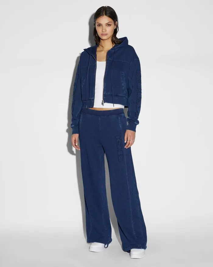 Ksubi Origin Crop Hoodie Indigo Spliced Womens Sweats