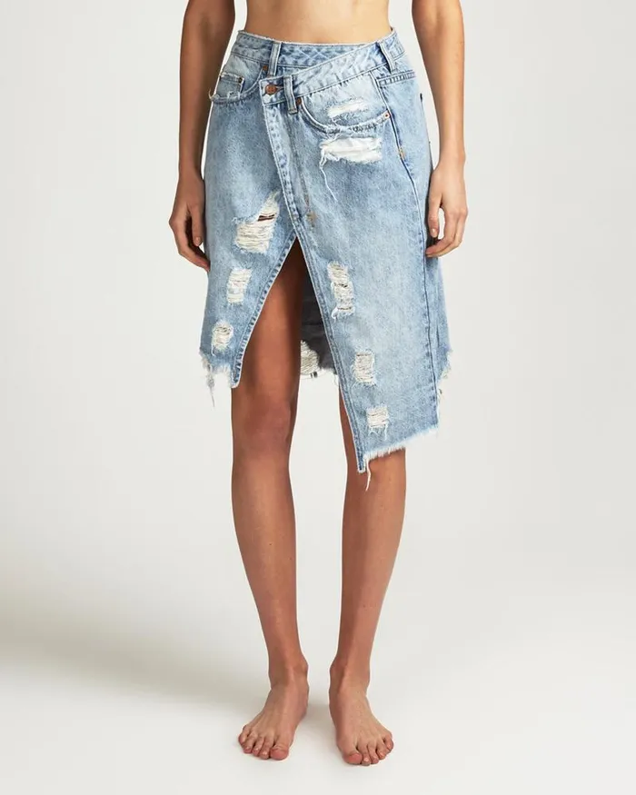 Ksubi Rap Midi Skirt Dirty Harry Womens Denim Skirts