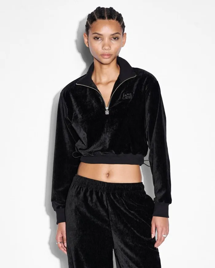 Ksubi Richie Half Zip Crop Black Womens Sweats