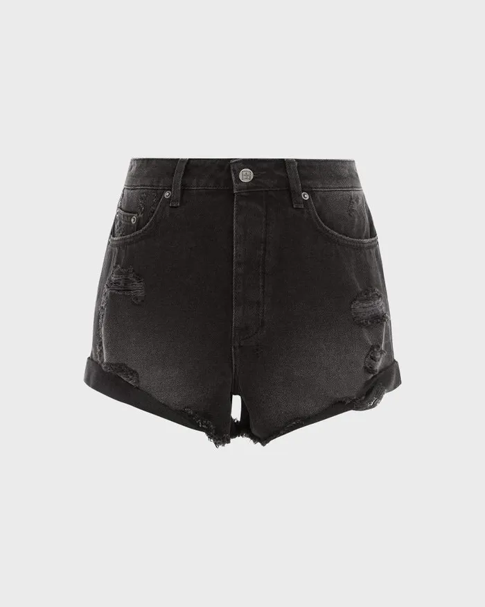 Ksubi Rollin Out Short Trashed Black Womens Denim Shorts