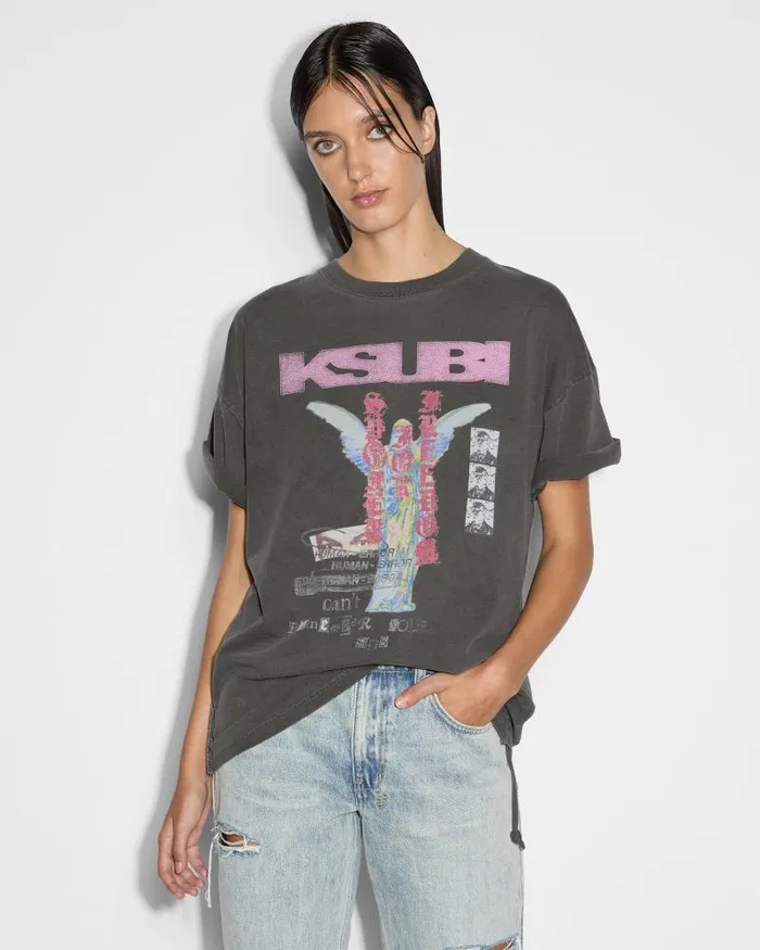 Ksubi Sinner Oh G Ss Tee Charcoal Womens Tops