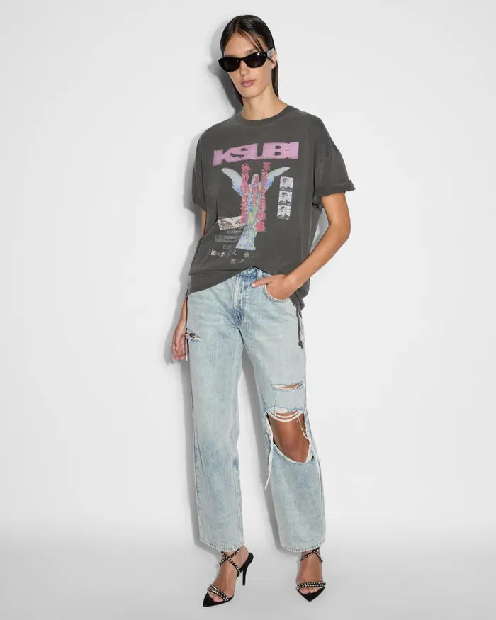 Ksubi Sinner Oh G Ss Tee Charcoal Womens Tops
