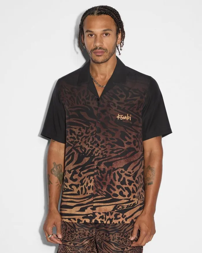 Ksubi Sinners Resort Ss Shirt Leopard Mens Shirts