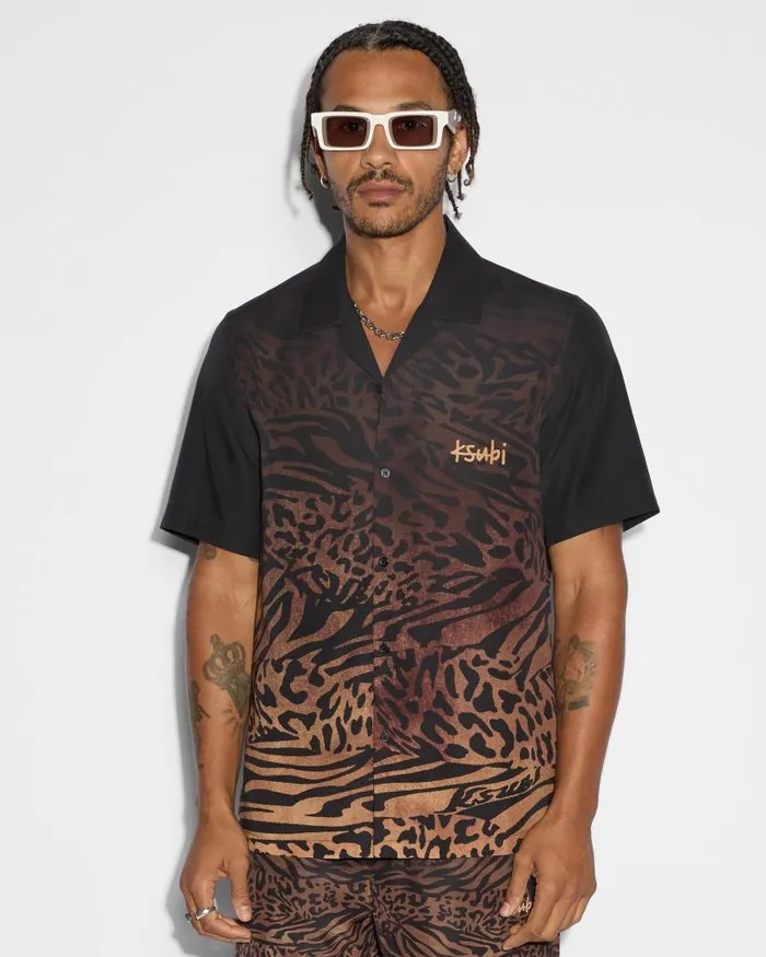 Ksubi Sinners Resort Ss Shirt Leopard Mens Shirts