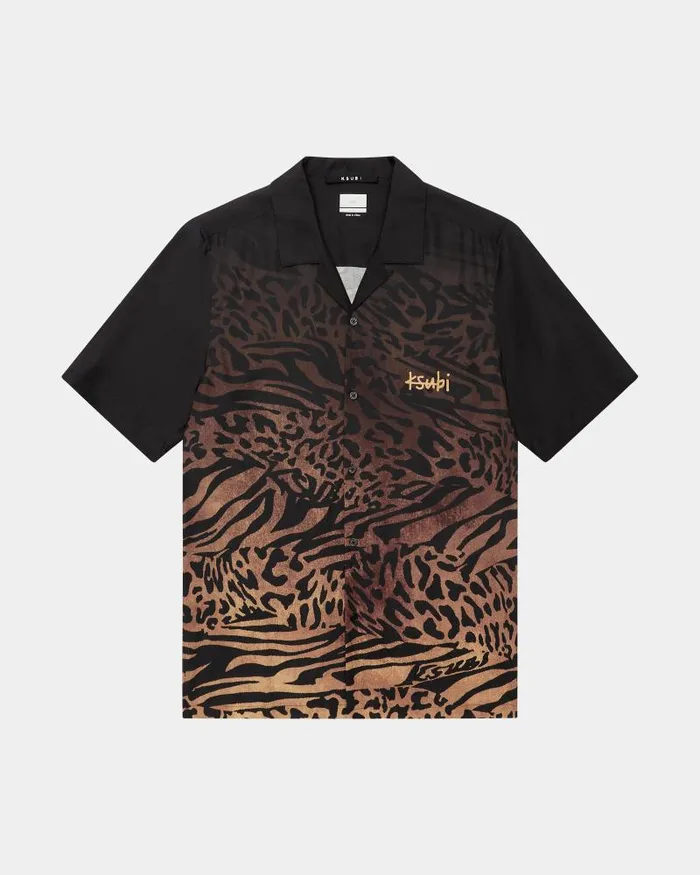 Ksubi Sinners Resort Ss Shirt Leopard Mens Shirts