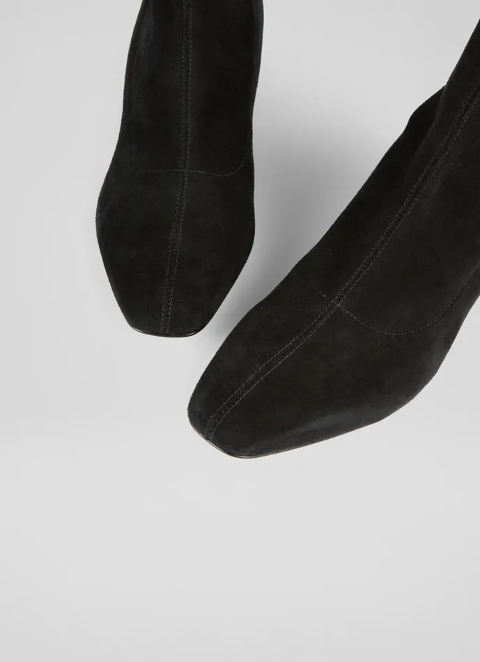 LKBennett Boots Women Grove Black Leather Low Block Stretch Ankle Boots LKBennett Boots Women Grove Black Leather Low Block Stretch Ankle Boots