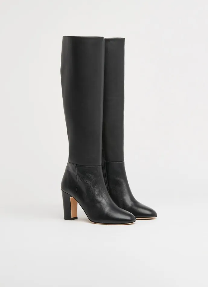 LKBennett Boots Women Kristen Black Leather Knee Boots