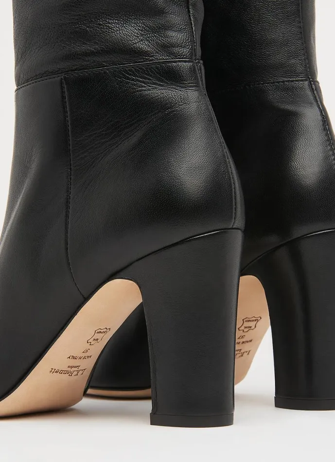LKBennett Boots Women Kristen Black Leather Knee Boots