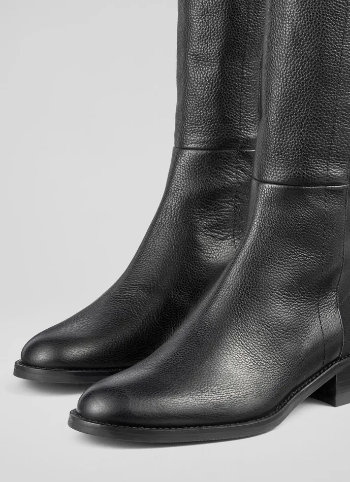 LKBennett Boots Women Tallis Black Half And Half Stretch Knee Boot LKBennett Boots Women Tallis Black Half And Half Stretch Knee Boot