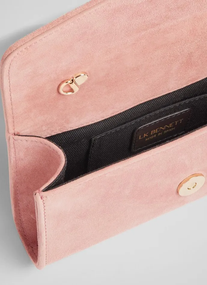 LKBennett Clutch Bags Women Dominica Clay Pink Suede Clutch Bag