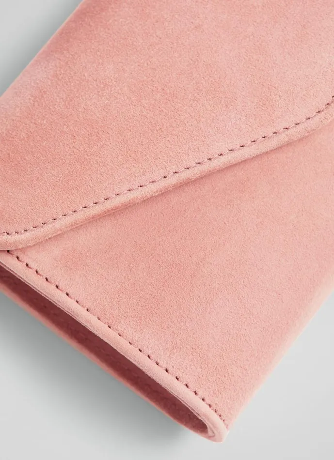 LKBennett Clutch Bags Women Dominica Clay Pink Suede Clutch Bag