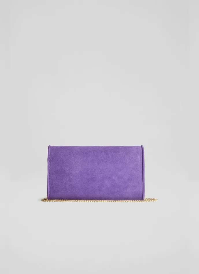 LKBennett Clutch Bags Women Dominica Plum Suede Clutch Bag