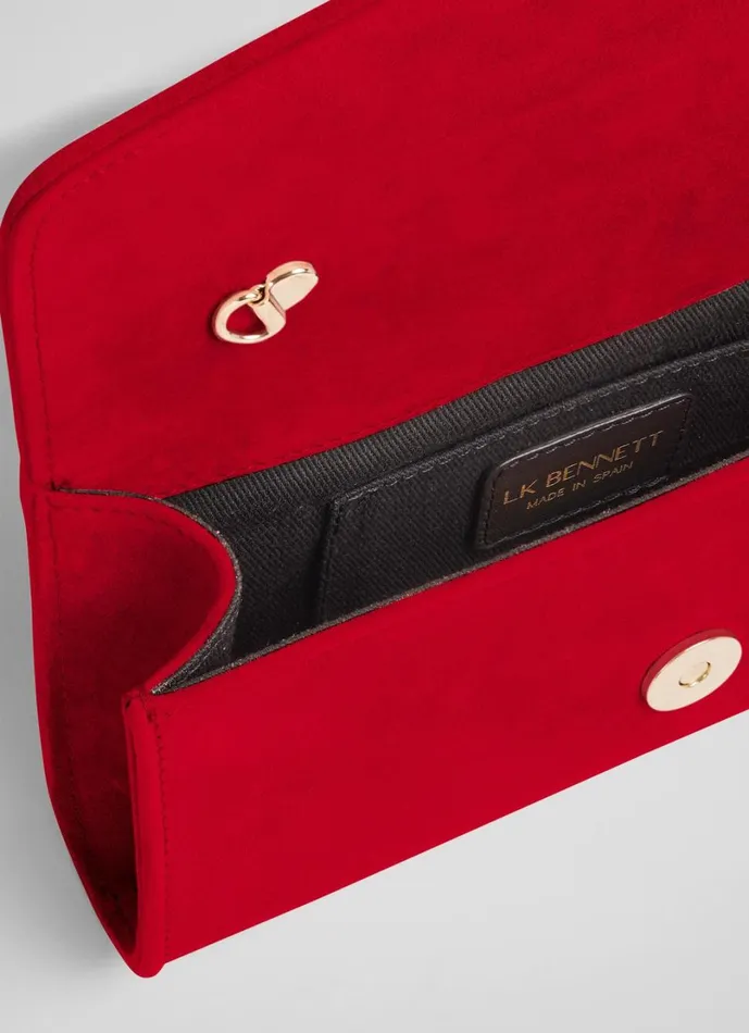 LKBennett Clutch Bags Women Dominica Red Suede Clutch Bag