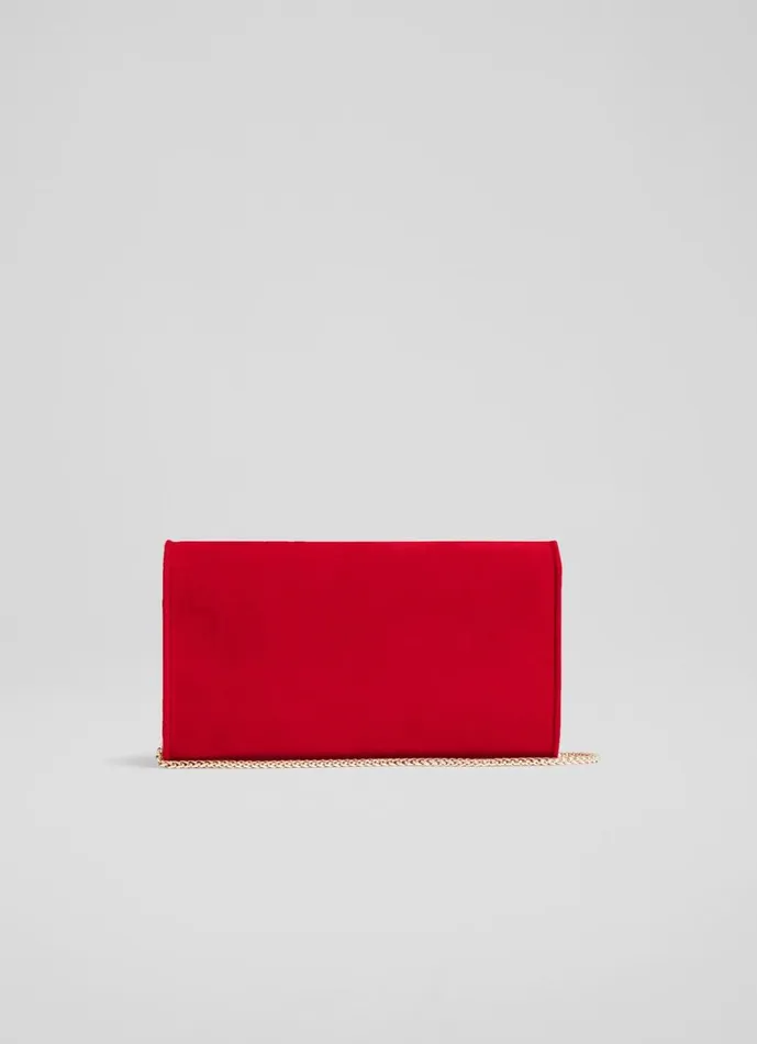 LKBennett Clutch Bags Women Dominica Red Suede Clutch Bag