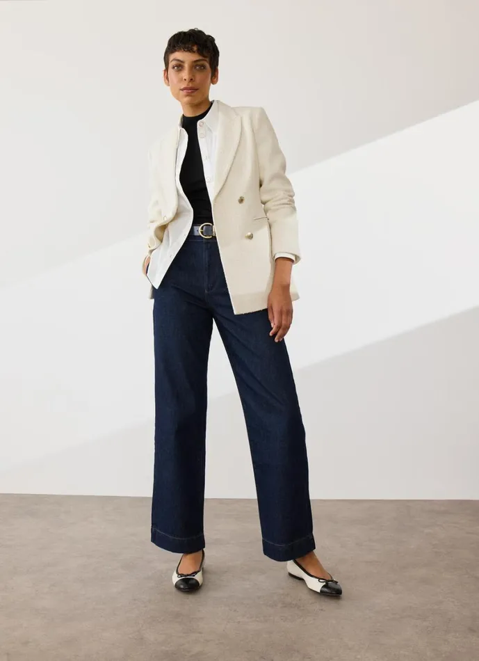 LKBennett Coats and Jackets Women Mariner Cream Tweed Double Breasted Jacket LKBennett Coats and Jackets Women Mariner Cream Tweed Double Breasted Jacket