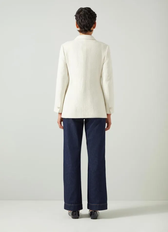LKBennett Coats and Jackets Women Mariner Cream Tweed Double Breasted Jacket LKBennett Coats and Jackets Women Mariner Cream Tweed Double Breasted Jacket