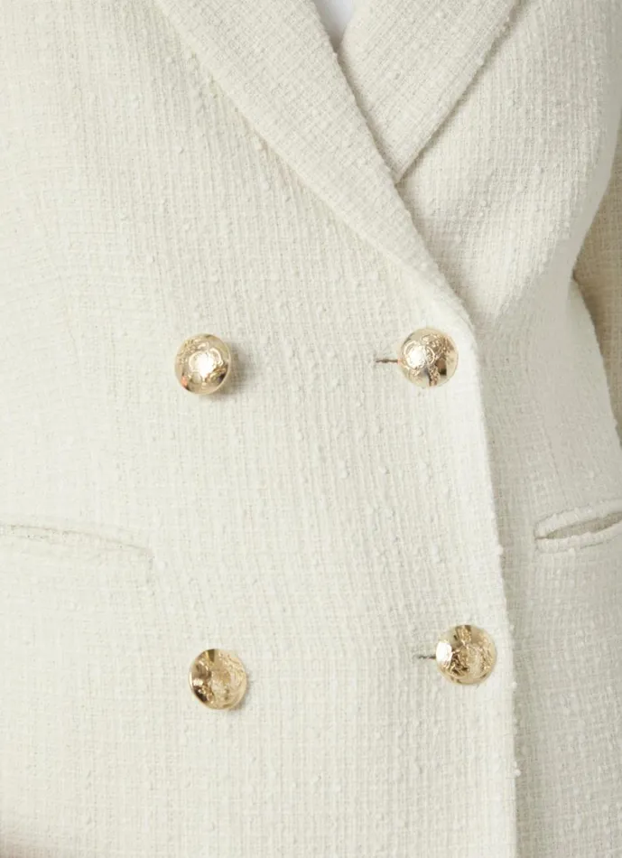 LKBennett Coats and Jackets Women Mariner Cream Tweed Double Breasted Jacket LKBennett Coats and Jackets Women Mariner Cream Tweed Double Breasted Jacket
