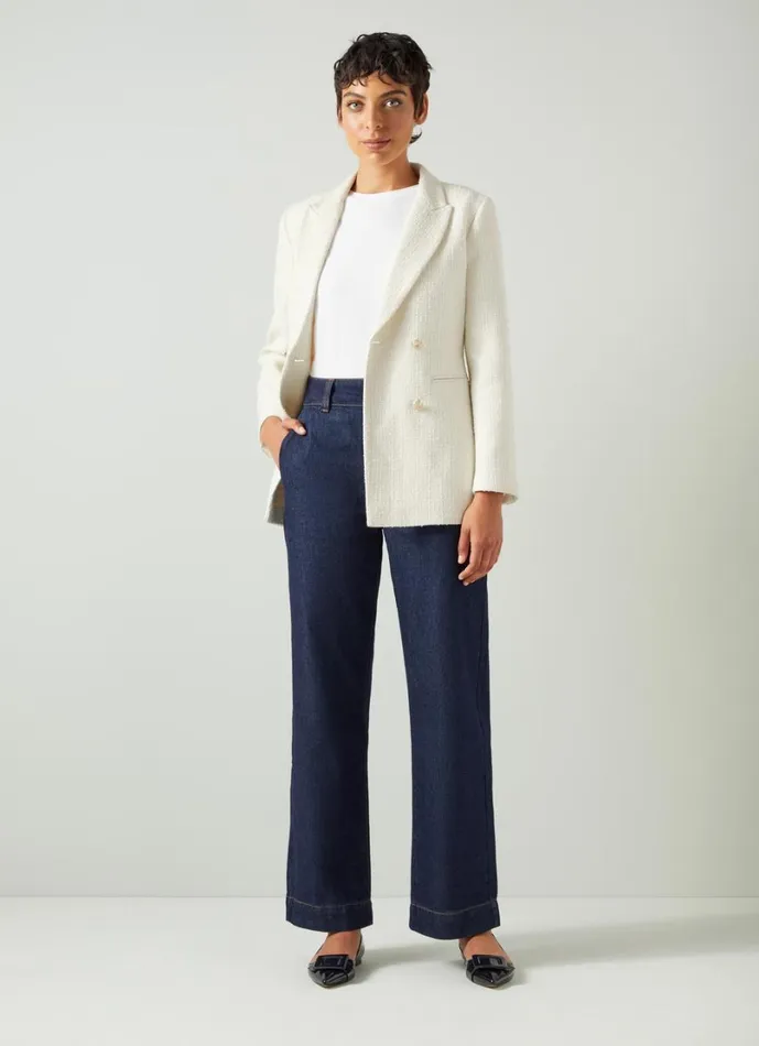LKBennett Coats and Jackets Women Mariner Cream Tweed Double Breasted Jacket LKBennett Coats and Jackets Women Mariner Cream Tweed Double Breasted Jacket