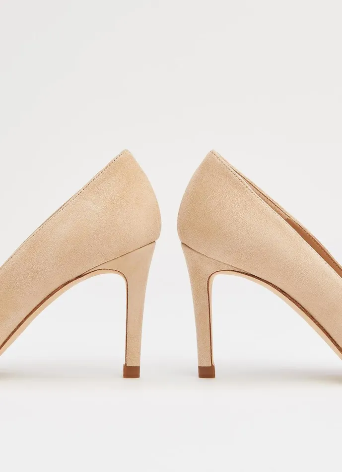 LKBennett Court Shoes Women Floret Beige Suede Pointed Toe Courts