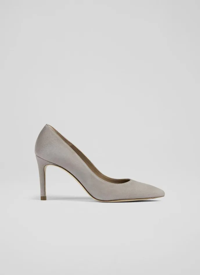 LKBennett Court Shoes Women Floret Grey Suede Pointed Toe Courts