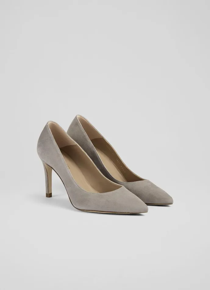 LKBennett Court Shoes Women Floret Grey Suede Pointed Toe Courts LKBennett Court Shoes Women Floret Grey Suede Pointed Toe Courts