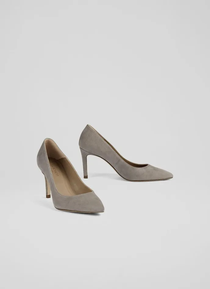 LKBennett Court Shoes Women Floret Grey Suede Pointed Toe Courts LKBennett Court Shoes Women Floret Grey Suede Pointed Toe Courts